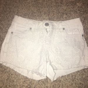 White lace shorts